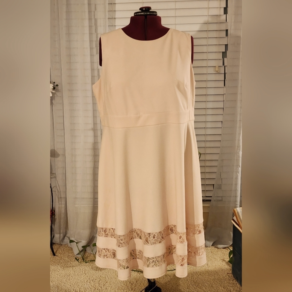 R & M Richards Fit & Flare Lace Hem Blush Pink Dress 22W